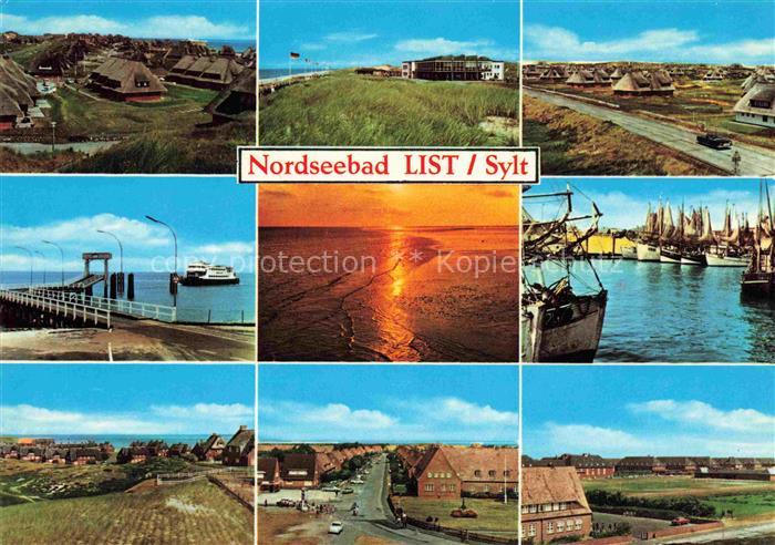 LIST  SYLT Nordsee Sylt Reetdachhaus Faehre Hafen Segelboot Sonnenuntergang Watt