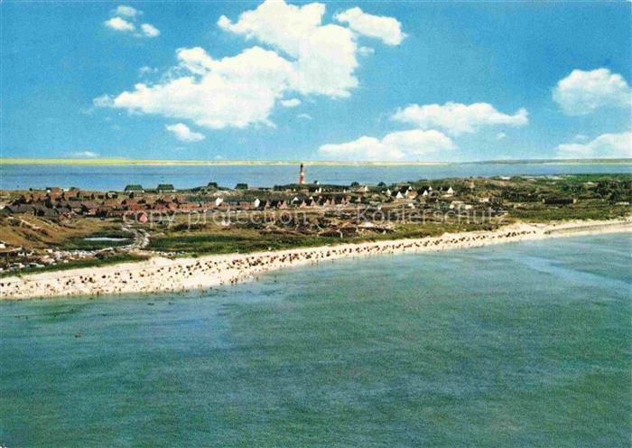 Hoernum Sylt Fliegeraufnahme Leuchtturm Strand Nordsee Badegaeste Duenen Reetdac