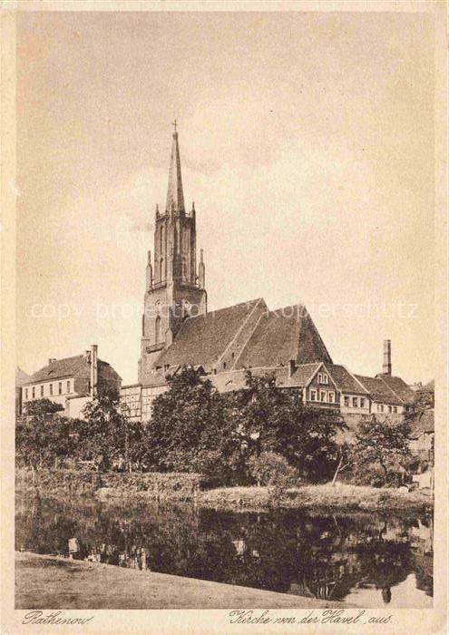 Rathenow Havelland Brandenburg Kirche Havel Kirchturm Spiegelung Stadt Baeume