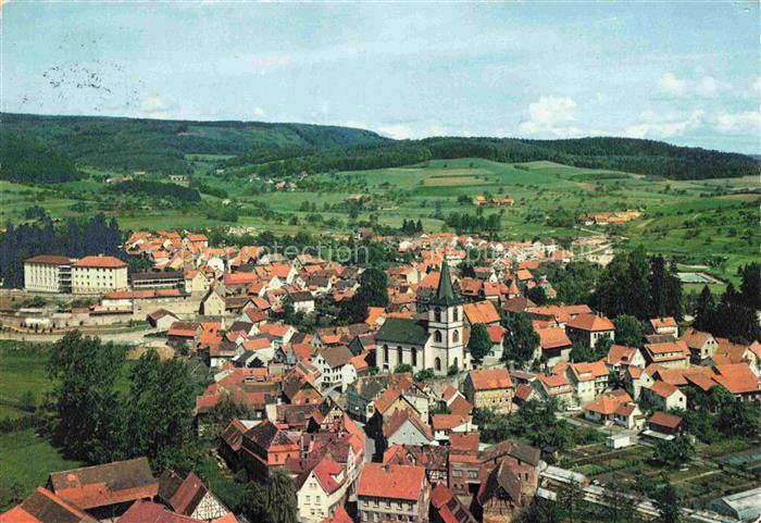 Reichelsheim Odenwald Hessen Kirche Ortschaft Odenwald Luftbild Huegel Daecher F