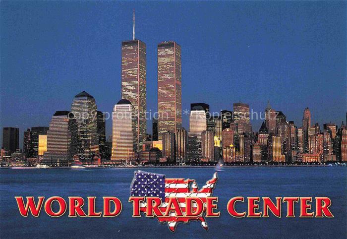 NEW YORK City USA Twin-Towers World-Trade-Center Manhattan Skyline Nacht Financi