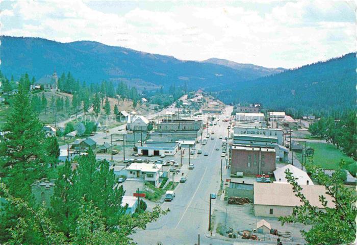 Republic Washington USA Hauptstrasse Berge Wald Kleinstadt Kirche Luftbild Gesch
