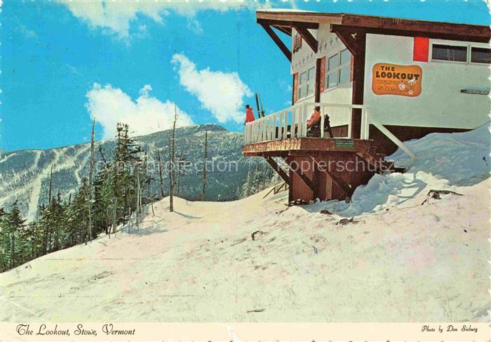 Stowe Vermont USA The-Lookout Spruce-Peak Mt-Mansfield Skihuette Schnee Skigebie