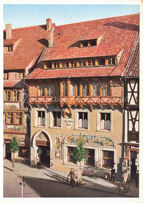Halberstadt Harz Gotisches-Haus Fachwerkhaus Wandmalerei Altstadt Gaststaette Er