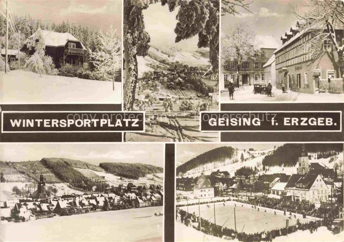 Geising Erzgebirge Sachsen Wintersportplatz Erzgebirge Schnee Eisbahn Kirche Ort