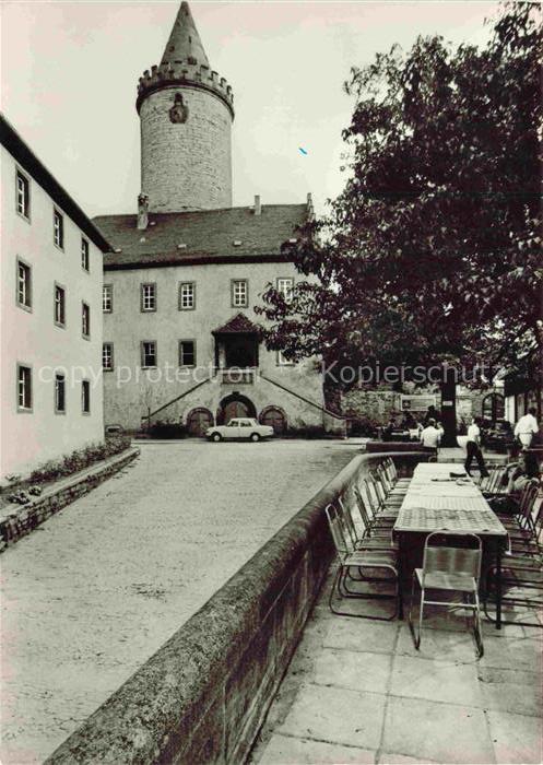 Schloss Leuchtenburg Leuchtenburg Burghof Gaststaette Rundturm Burg Kahla PKW Te