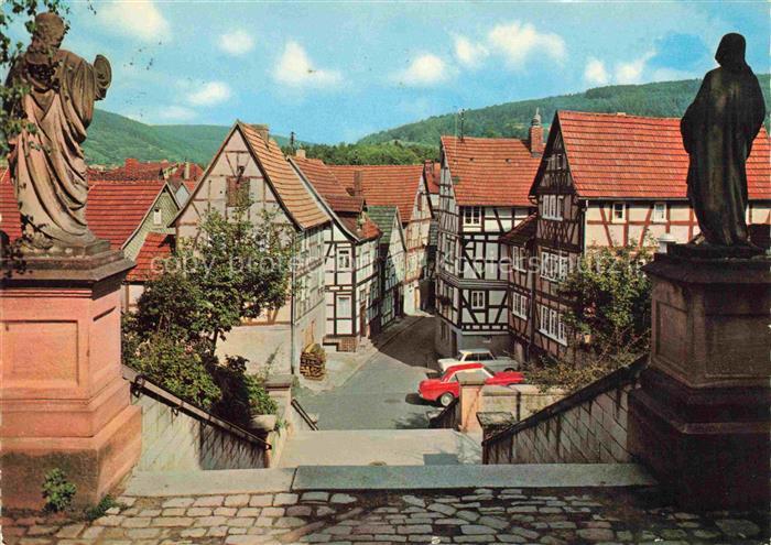 BAD ORB Hessen St.-Martinskirche Fachwerkhaus Gasse Skulptur Altstadt Spessart
