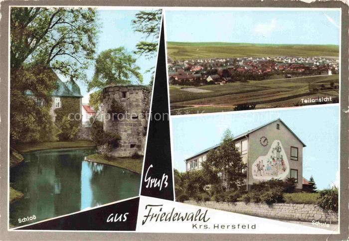 Friedewald Hersfeld Hessen Schloss Wassergraben Turm Teilansicht Schule Wandbild