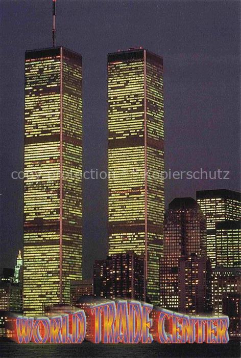 NEW YORK City USA World-Trade-Center Twin-Towers Hochhaeuser Nacht Manhattan Sky
