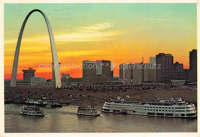 ST LOUIS Missouri (MO) USA Gateway-Arch Mississippi-River Skyline Dampfschiffe F