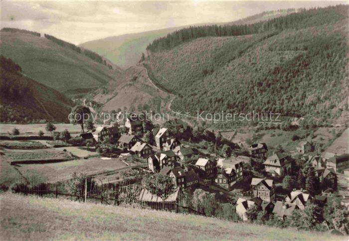 Lauscha Unterland Baezenecke Tal Berge Nadelwald Ortsansicht Haeuser Thueringer-