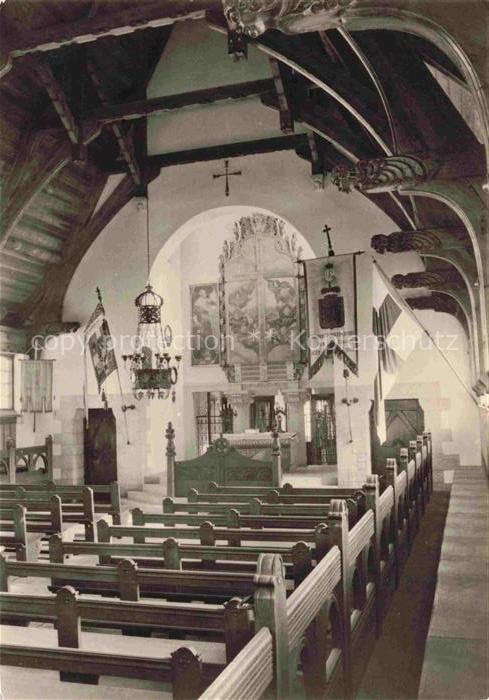 Luetzen Sachsen-Anhalt Gustav-Adolf-Kapelle Kircheninneres Dachstuhl Kirchenbaen