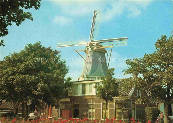 Alphen Aan Den Rijn NL Molen-Gouwsluis Windmuehle Rijn Blumen Baeume
