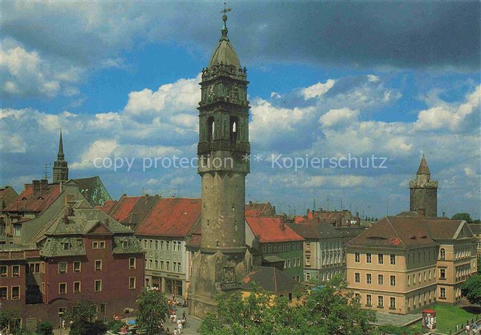 Bautzen Sachsen Schiefer-Turm Stadtansicht Altstadt Daecher Kirche Stadttor Plat