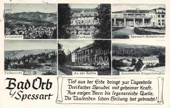 Orb BAD ORB Hessen Kurhaus Spessart-Sanatorium Saline Sanatorium-Kueppelsmuehle