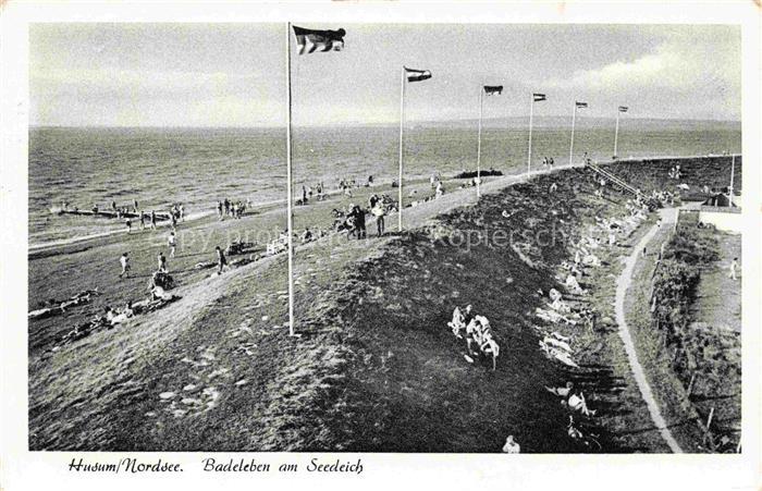 HUSUM  Nordfriesland Norsee Schleswig-Holstein Seedeich Badeleben Badegaeste Nor