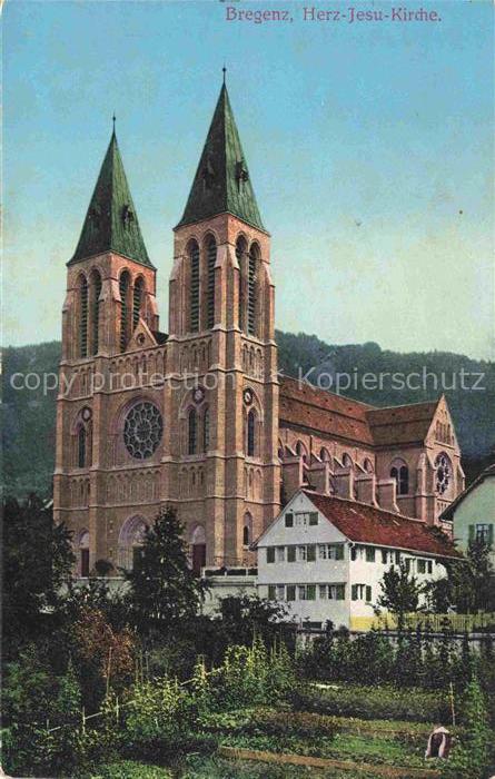 BREGENZ Vorarlberg Bodensee Herz-Jesu-Kirche Kirche Doppelturm Neoromanisch Gart