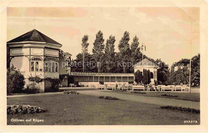 GoeHREN Ostseebad Ruegen Kurhaus Musikpavillon Kurpark Ruegen Jugendstil Rasenf