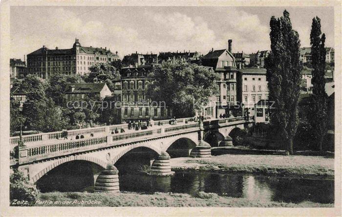 ZEITZ Sachsen-Anhalt Aubruecke Bruecke Fluss Pappel Baeume Stadtansicht Gruender