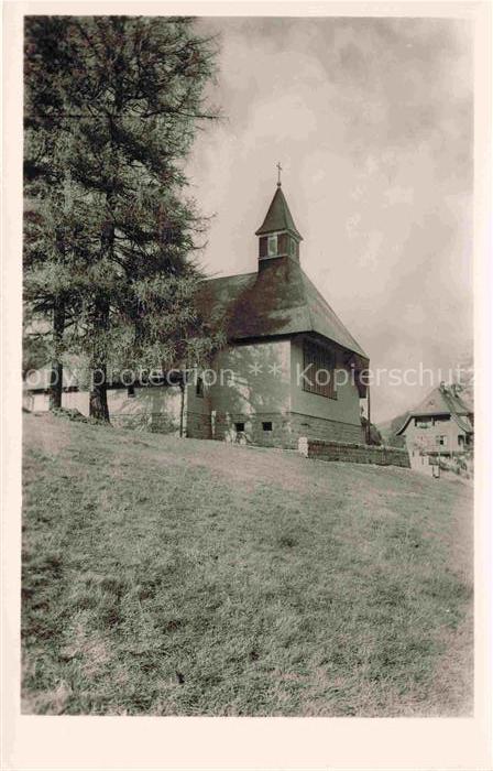 ST BLASIEN BW Evangelische-Kirche Kirchturm Schwarzwald Wiese Nadelbaum