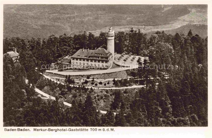 Innenstadt Baden-Baden Merkur-Berghotel-Gaststaette Merkurturm Berghotel Wald Fl
