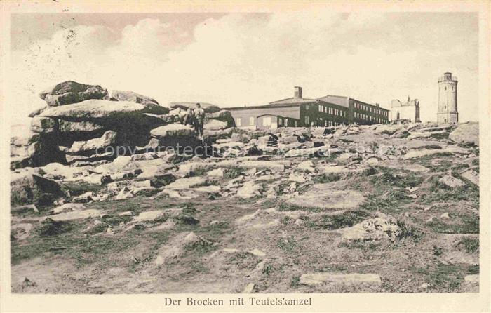 BROCKEN Harz Sachsen-Anhalt Teufelskanzel Felsen Berggipfel Turm Berghotel Perso