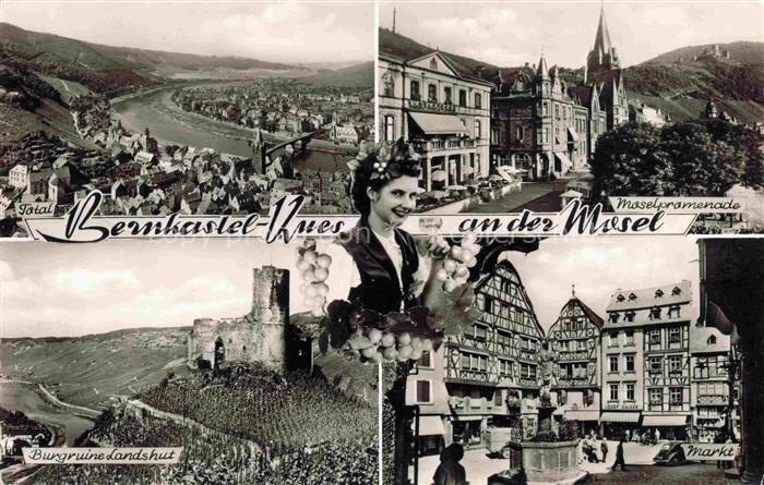 BERNKASTEL-KUES Berncastel Rheinland-Pfalz Mosel Moselpromenade Burgruine-Landsh