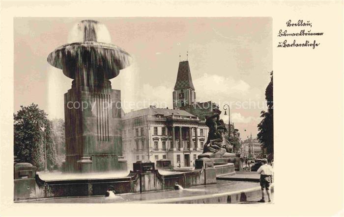 WROCLAW Breslau PL Sidonien-Brunnen Barbarakirche Springbrunnen Skulptur Platz K