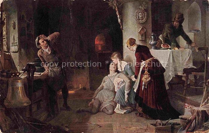 Breslau WROCLAW PL Glockenguss Glocke Interieur Schmiede Knieende-Frau Historien