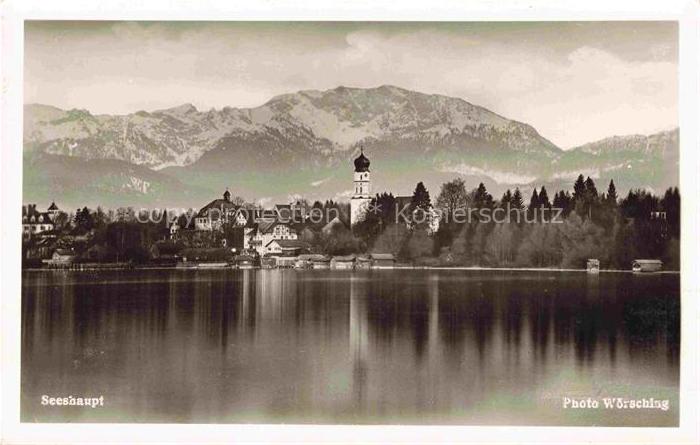 Seeshaupt Starnberger See Bayern Starnberger-See Zwiebelturm Kirche Seeufer Berg