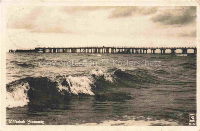 ZINNOWITZ Ostseebad Seebruecke Ostsee Wellen Pier Wolken Wasser