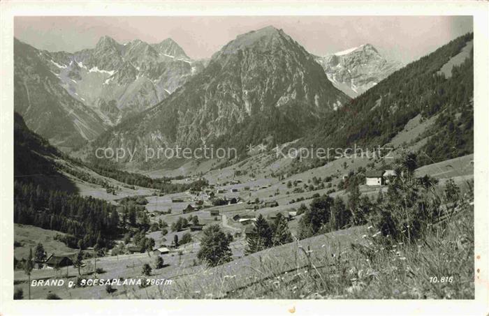 Brand Vorarlberg Scesaplana Berge Tal Bergdorf Wald Wiesen Alpen