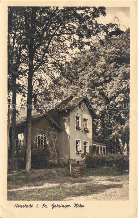 Neustadt Sachsen Goetzinger-Hoehe Landhaus Baeume Wald Ausflugsziel Treppe Fachw