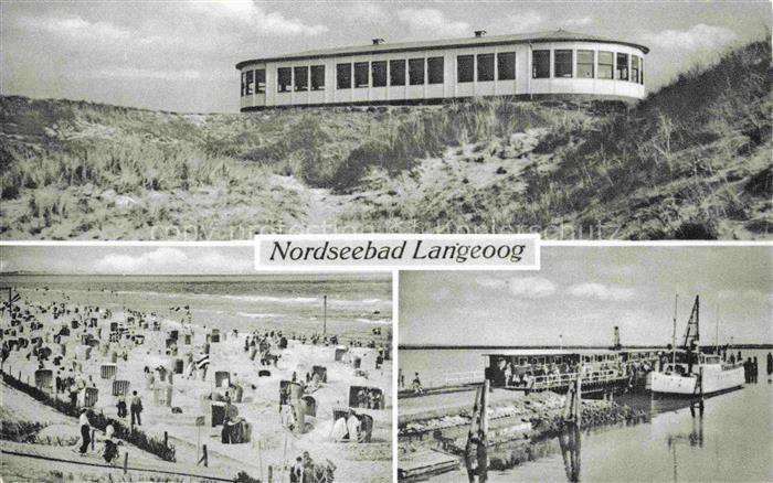 LANGEOOG Nordseebad Nordsee Nordseebad Duenen Pavillon Strand Strandkoerbe Hafen