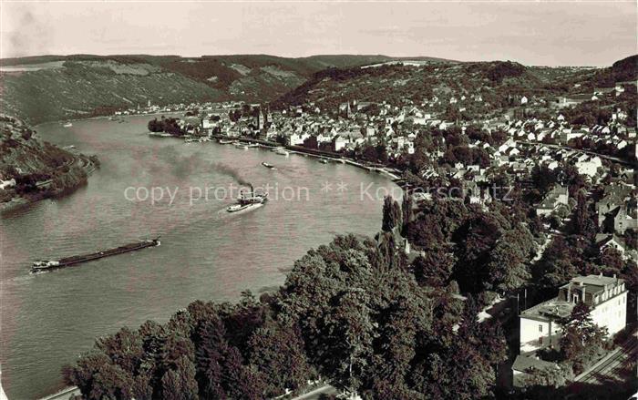 Boppard Rhein Rheinland-Pfalz Boppard Rhein Rheinpanorama Dampfer Schlepper Orts