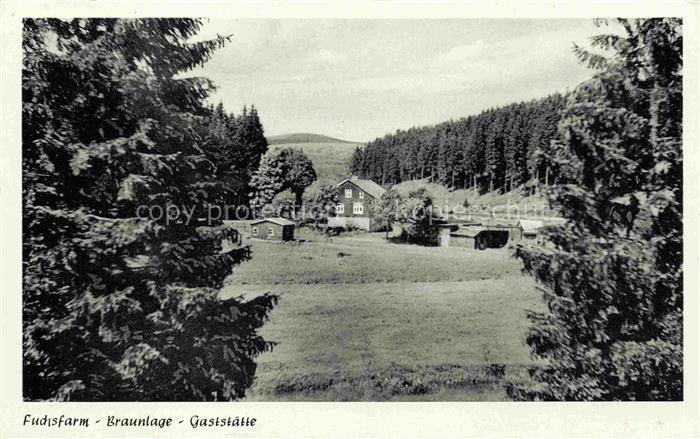 Braunlage Harz Niedersachsen Fuchsfarm Gaststaette Bauernhof Wald Nadelbaeume Be