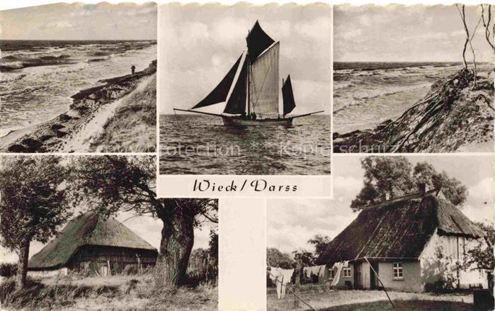Wieck Darss Mecklenburg-Vorpommern Darss Ostsee Segelboot Reetdachhaus Strandabb