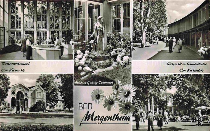 BAD MERGENTHEIM BW Brunnentempel Kurpark Wandelhalle Schaefer-Gehrig-Denkmal Kur