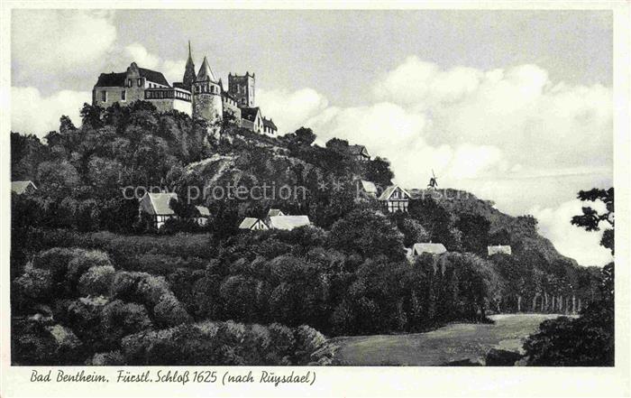 Bad Bentheim Schloss Burg Fuerstliches-Schloss Huegel Fachwerk Wald Gemaelde Rue