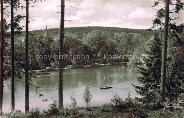 Braunlage Harz Niedersachsen Kurpark Gondelteich Ruderboote Kirchturm Wald Nadel