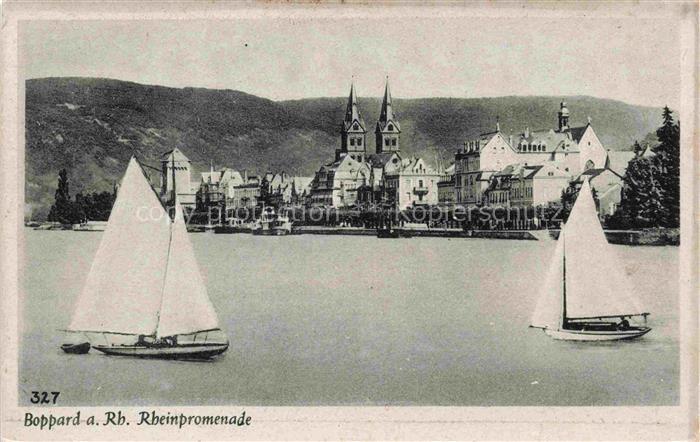Boppard Rhein Rheinland-Pfalz Rhein Rheinpromenade Segelboote Kirche Stadtansich