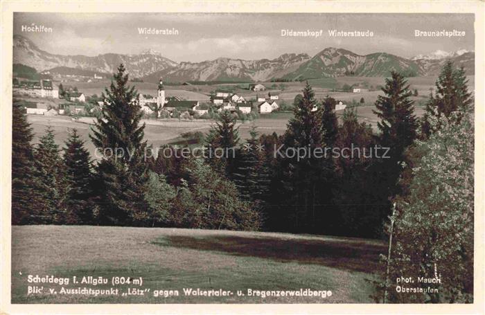 Scheidegg Allgaeu Bayern Allgaeu Bergpanorama Kirche Wald Widderstein Hochlfen W