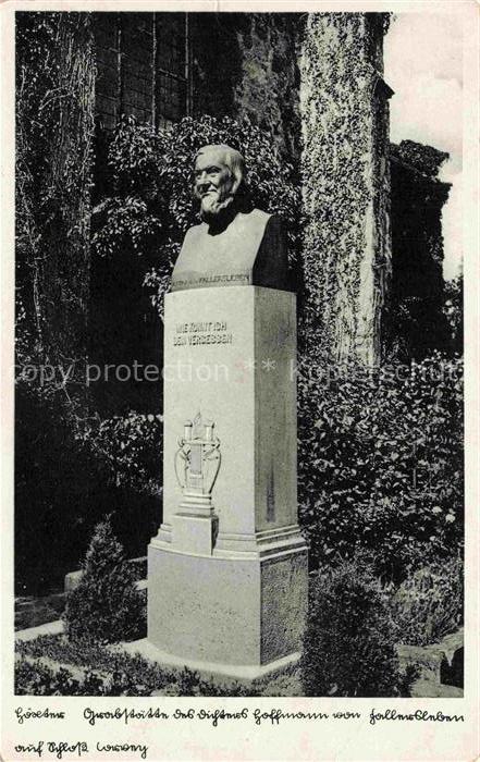 Hoexter Weser NRW Bueste-Hoffmann-von-Fallersleben Denkmal Schloss-Corvey Dichte