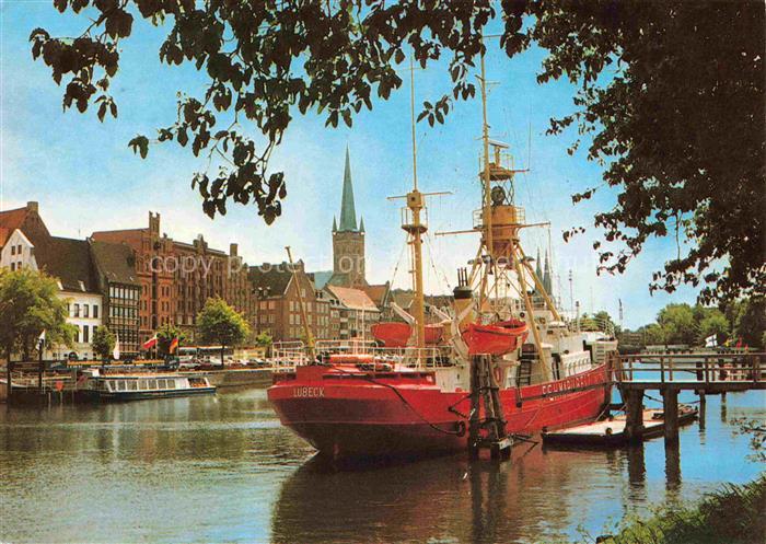LueBECK CITY Feuerschiff-Fehmarnbelt Hafen Marienkirche Trave Schiff Speicher H