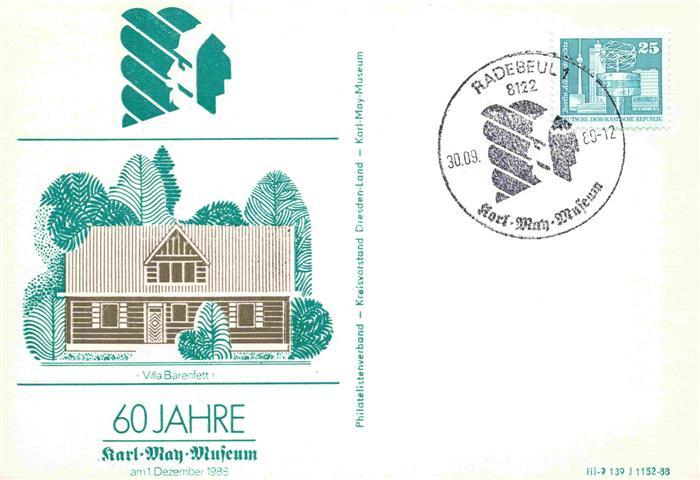 Radebeul Sachsen Karl-May-Museum Villa-Baerenfett Sonderstempel Philatelie DDR I