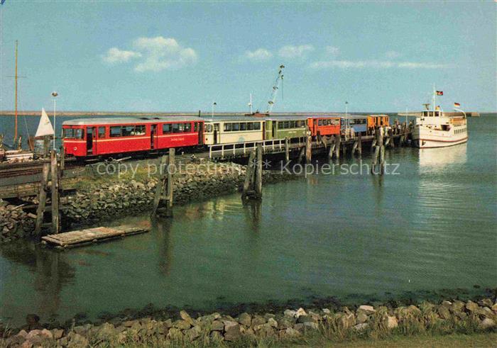 LANGEOOG Nordseebad Inselbahn Anleger Faehre Nordsee Hafen Wattenmeer Schiff
