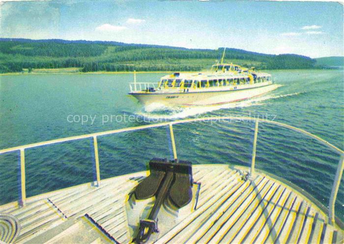 Lipno nad Vltavou CZ Tragfluegelboot Lipno-Stausee Šumava Boehmerwald Nadelwald