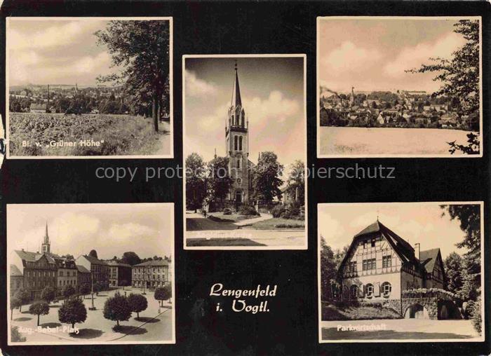 Lengenfeld  Vogtland Sachsen Aug.-Bebel-Platz Gruener-Hoehe Kirche Partwirtschaf