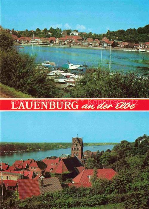 Lauenburg Elbe Schleswig-Holstein Elbe Hafen Boote Kirche Altstadt Daecher Panor