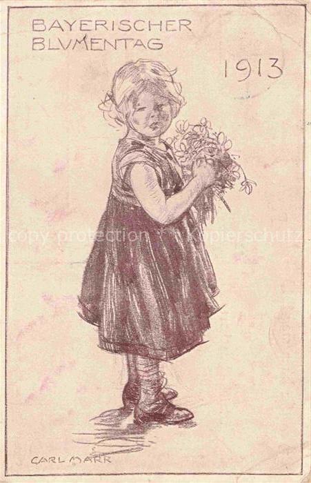 MARR von Karl Carl Kuenstlerkarte Bayerischer Blumentag Maedchen